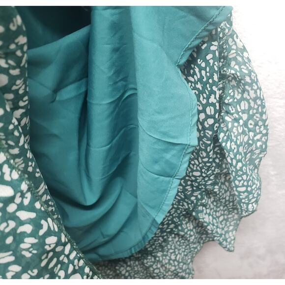 Unbranded Green Abstract Ruffle Midi Dress Women’s S Lightweight Flutter Sleeve - Picture 5 of 11